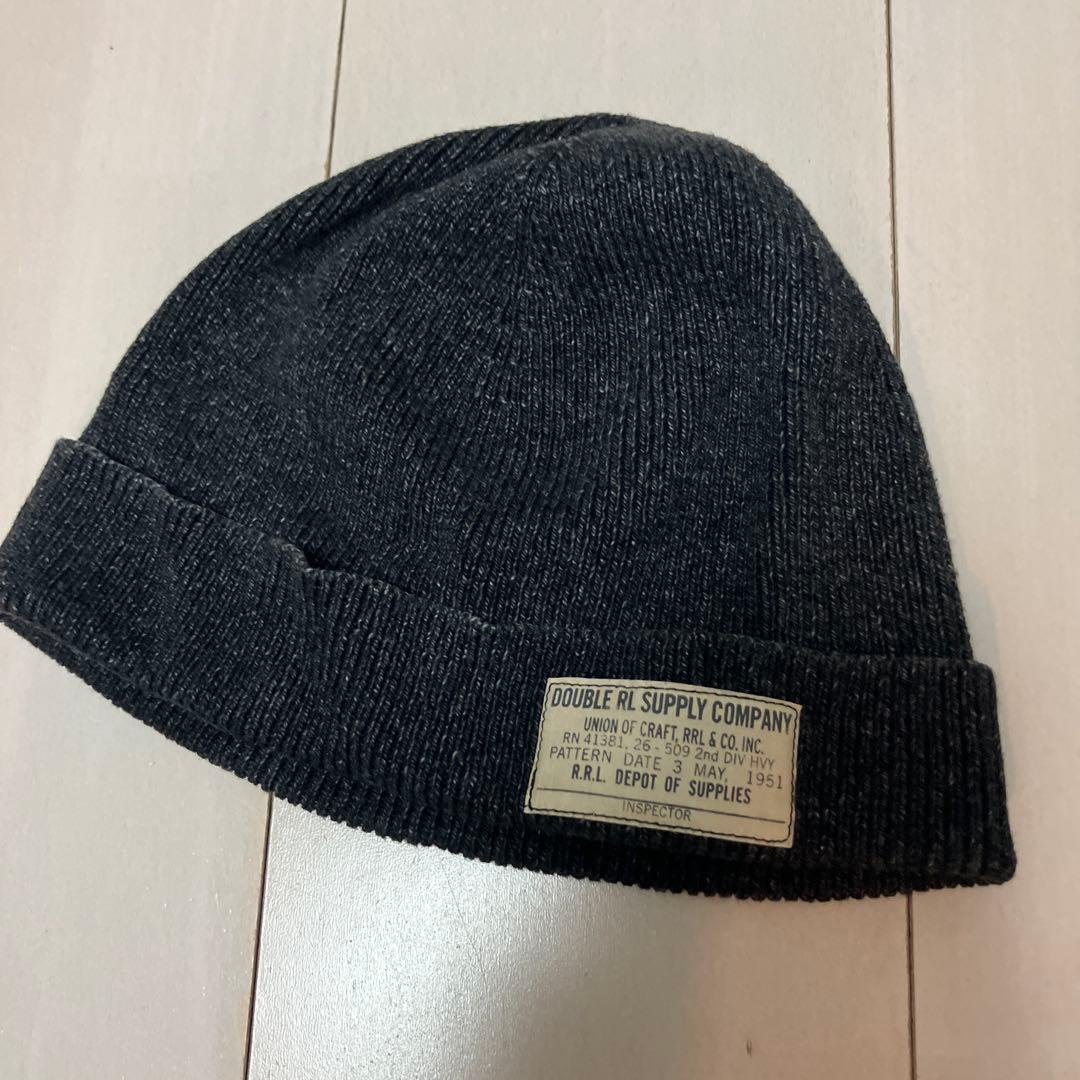 DOUBLE RL ニット帽 ビーニー ダークグレー