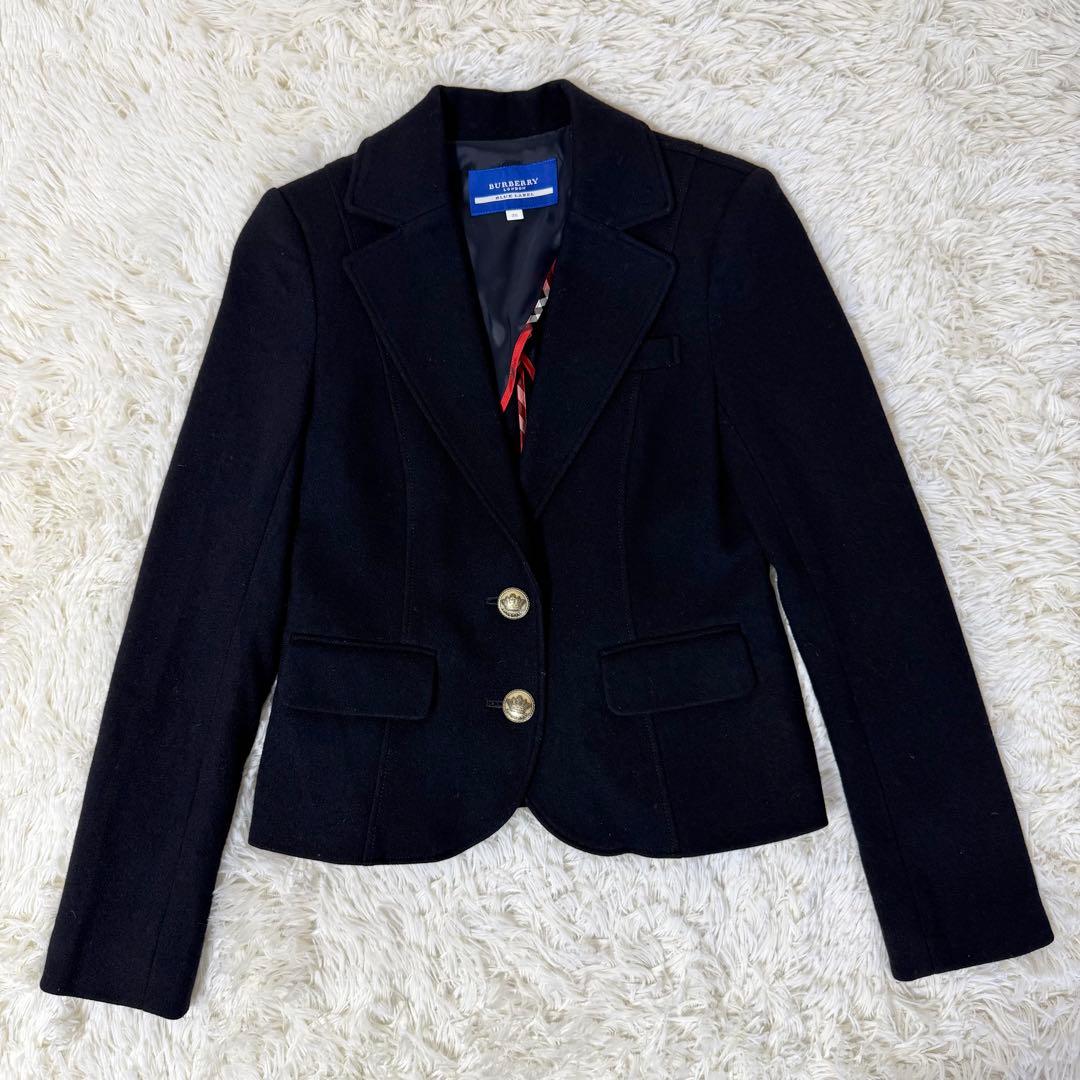 バーバリーブルーレーベル テーラードジャケット ロゴ釦 ノバチェック 38
