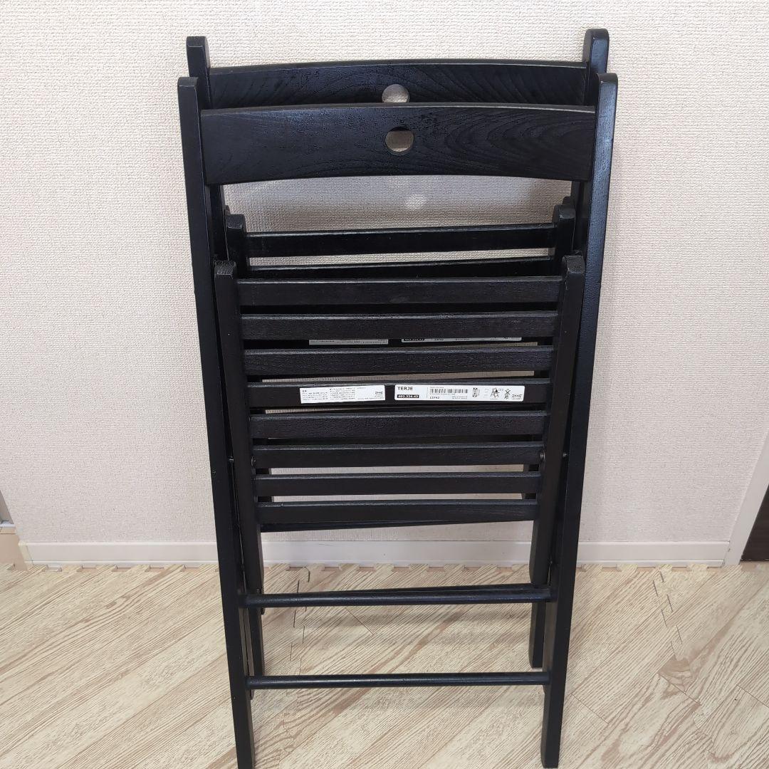 【IKEA イケア】FRÖSVI 木製 折りたたみイス ブラック×4脚