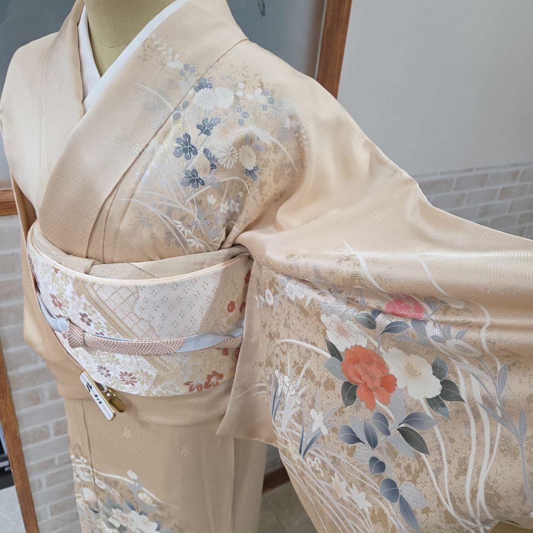 訪問着 4点フルセット、着物、袋帯、帯締め、帯揚げ トールサイズ対応