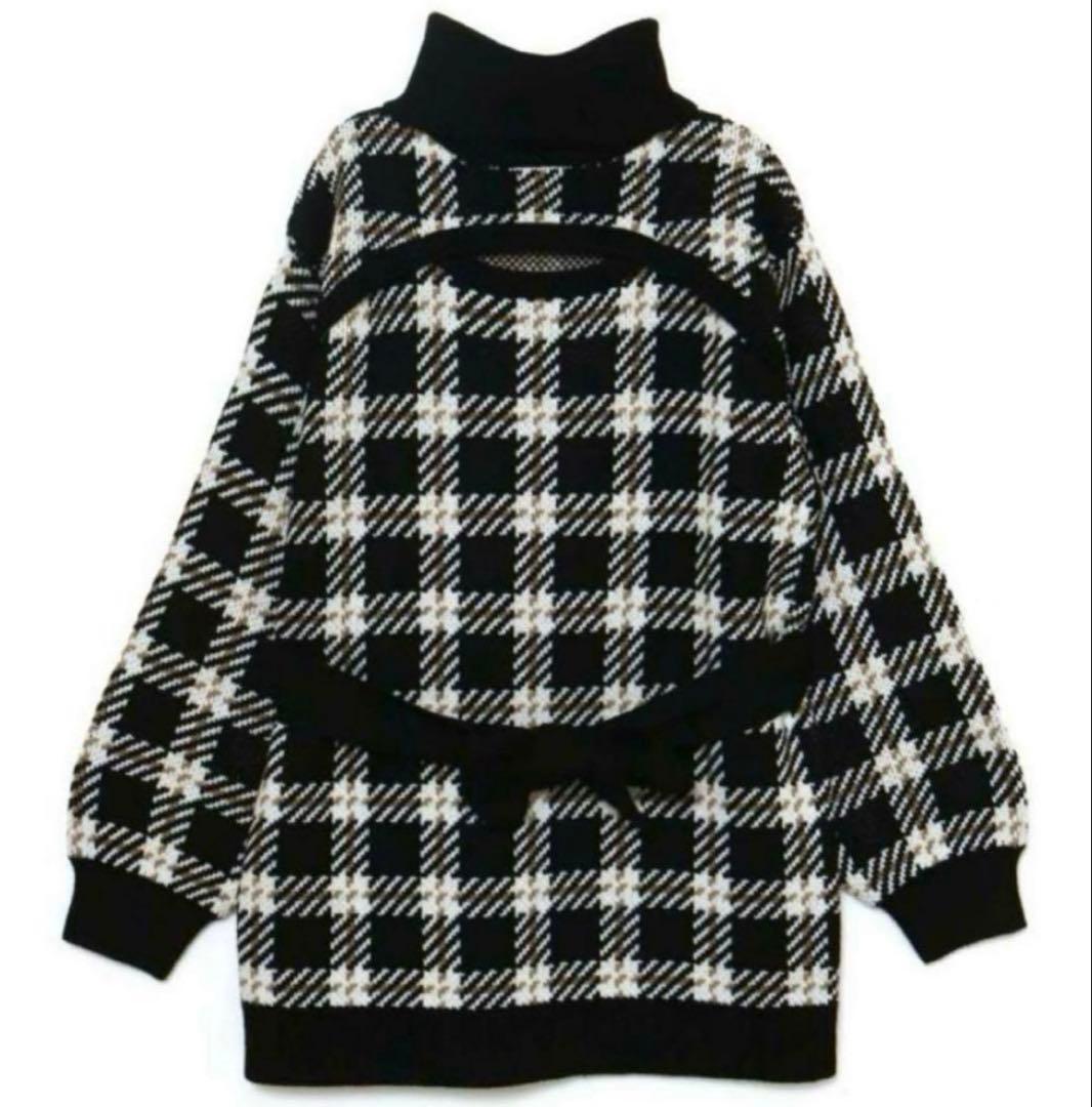 bubbles オープンネックニットワンピース ブラック