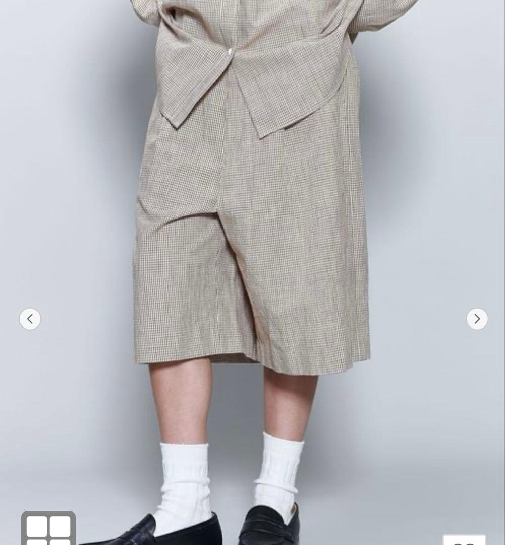 25SS ベージュ チェック柄 ハーフパンツ