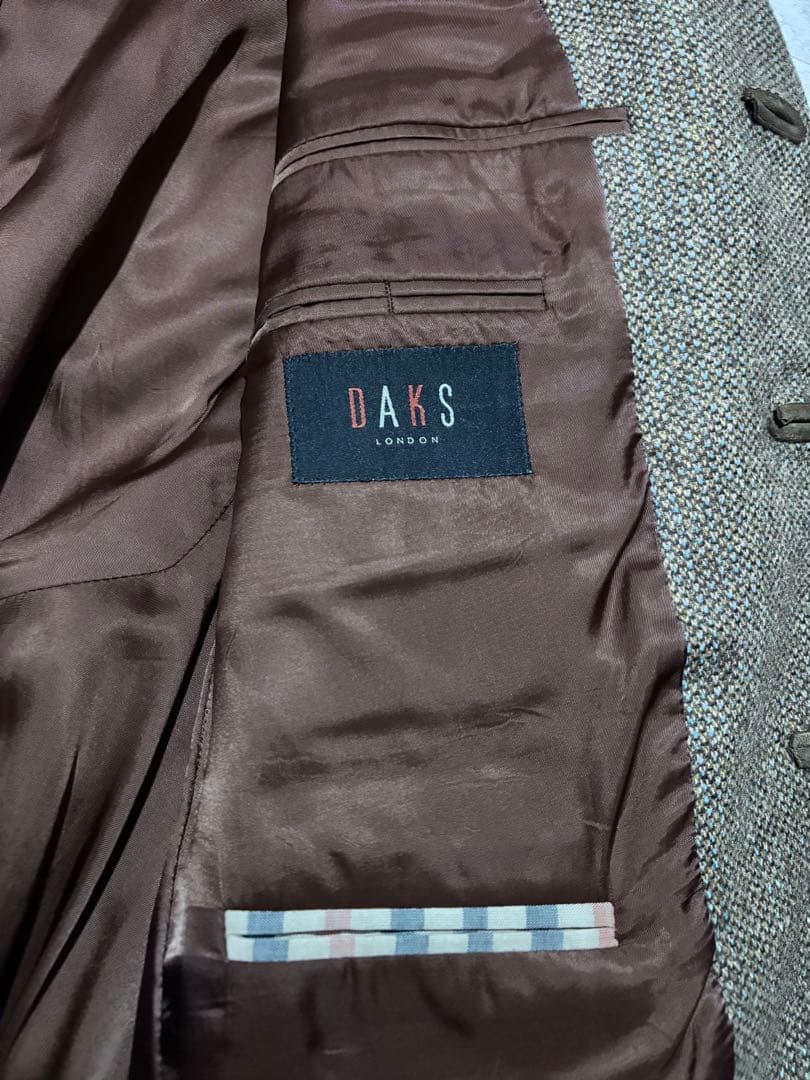 DAKS ブラウンツイード ハンティングジャケット　エルボーパッチ