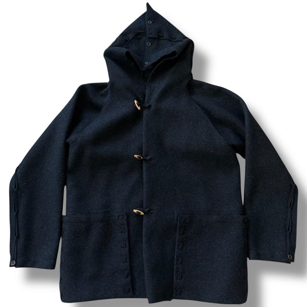 【未使用級】Jipijapa ヒピハパ ダッフルコート 編み込みデザイン 黒 3