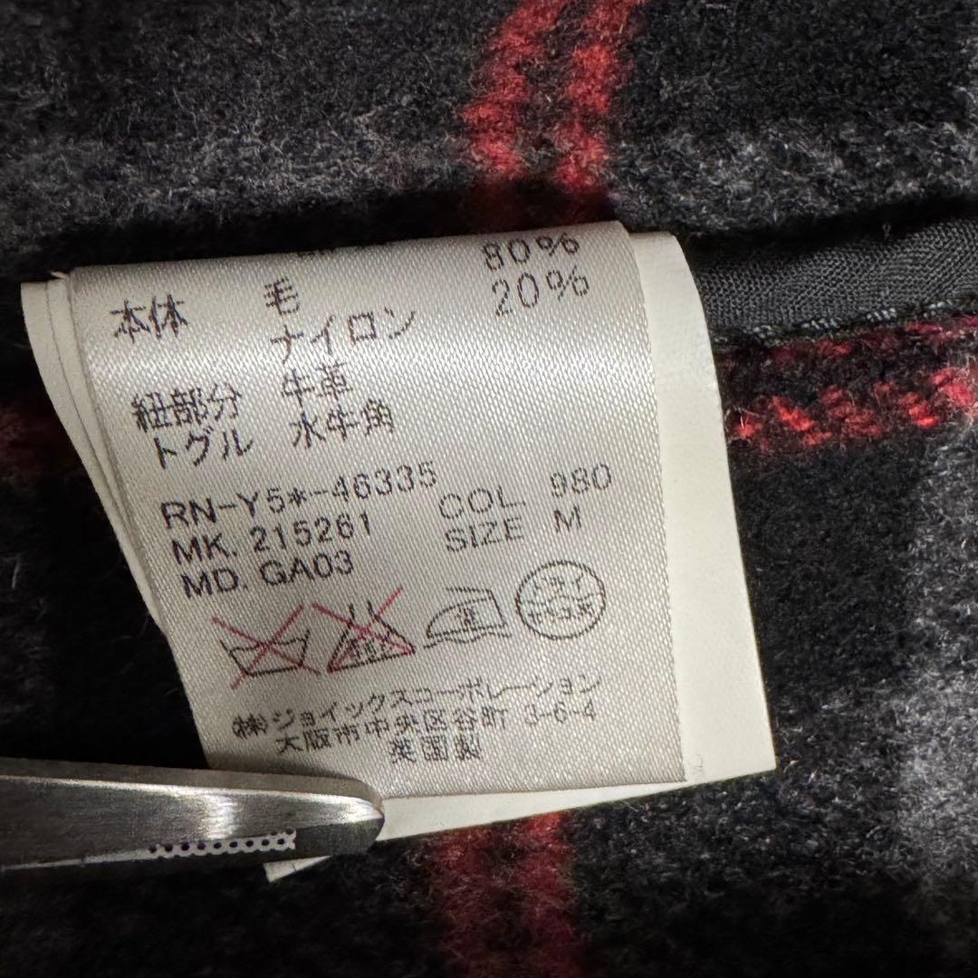 Gloverall ダッフルコート チェック フード 水牛トグル ブラック M