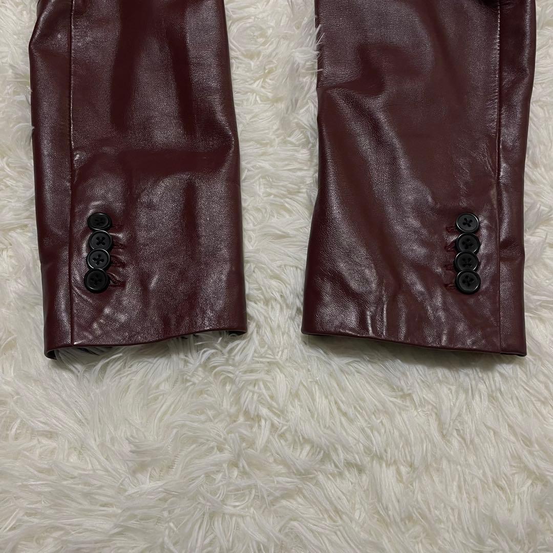 美品　LIUGOO ラムレザー テーラードジャケット　バーガンディ　2B