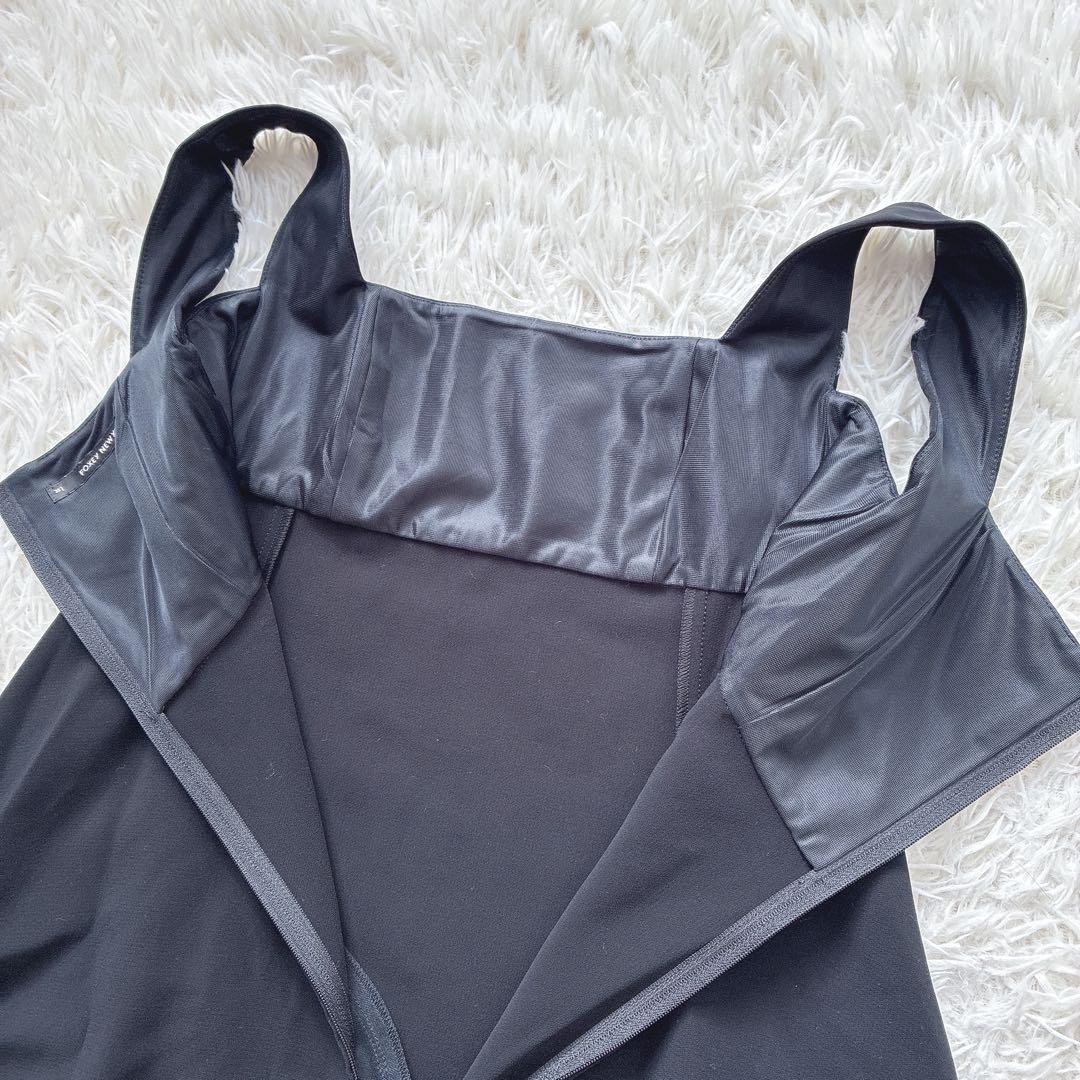 フォクシーニューヨーク FOXEY ノースリーブ フレアワンピース 黒 38