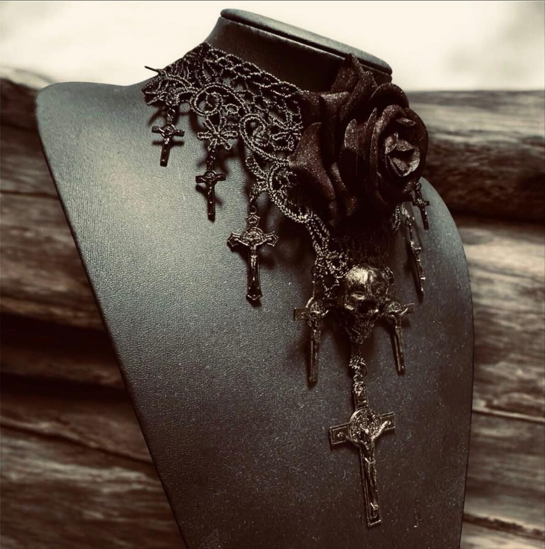 最終値下げ★ジャンポールゴルチエ★ローズクロスレースチョーカーネックレス