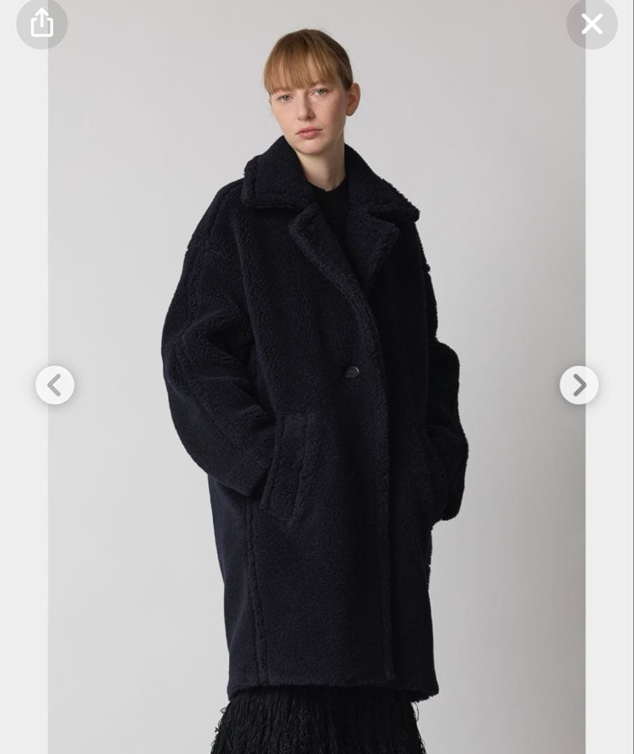 CINOH ボアロングコート　ネイビー　サイズ36