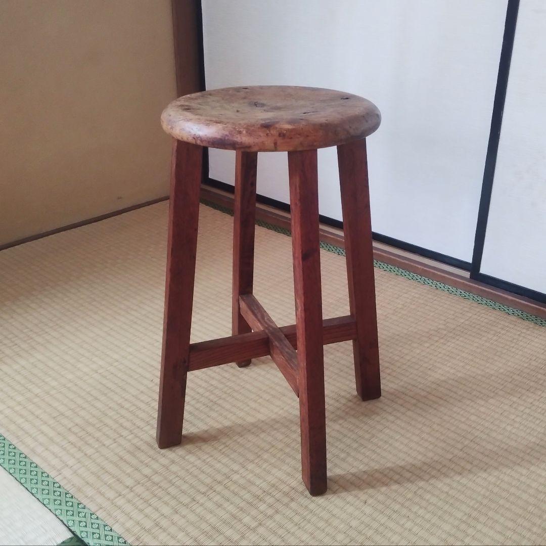 レトロ家具　丸椅子　木製スツール　古道具　古家具　昭和レトロ