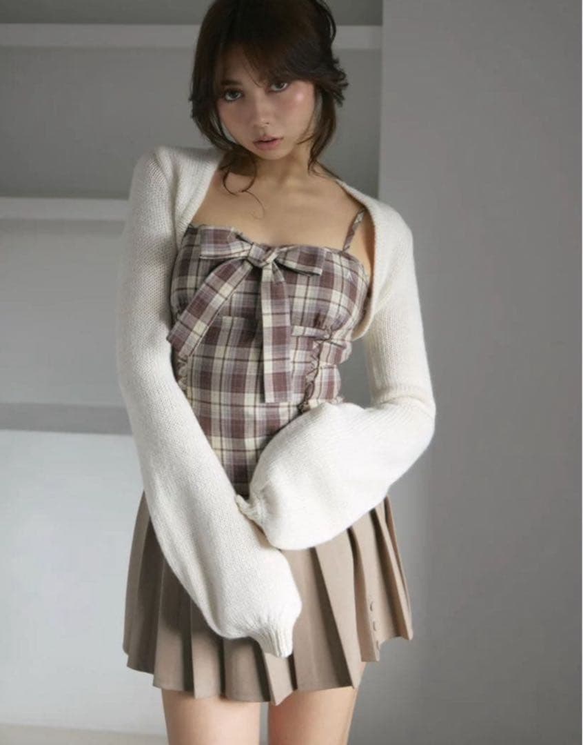 トップス andmary Tyla ribbon set tops brown