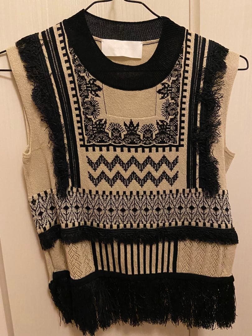 mame kurogouchi フリンジニットベスト