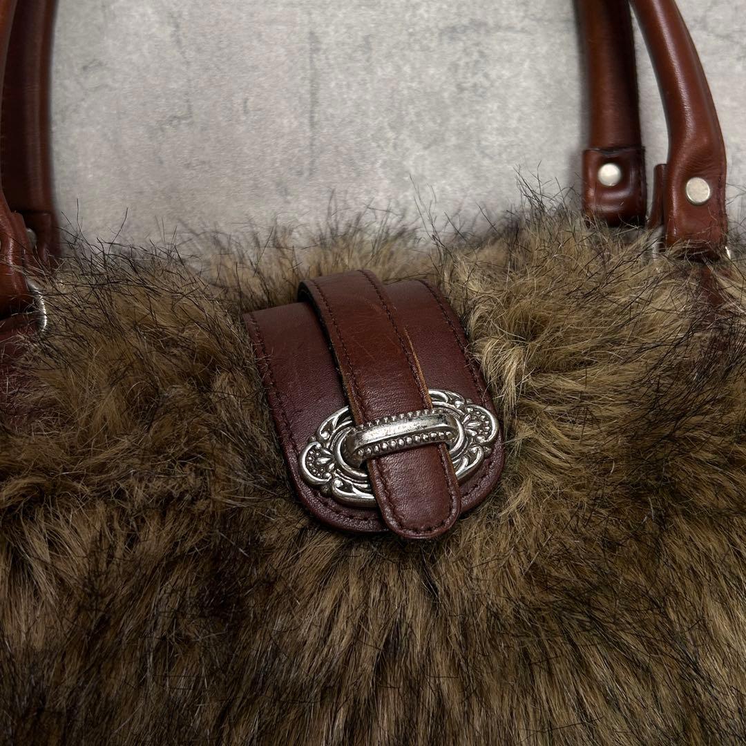 バッグ 70s vintage faux fur leather boston bag