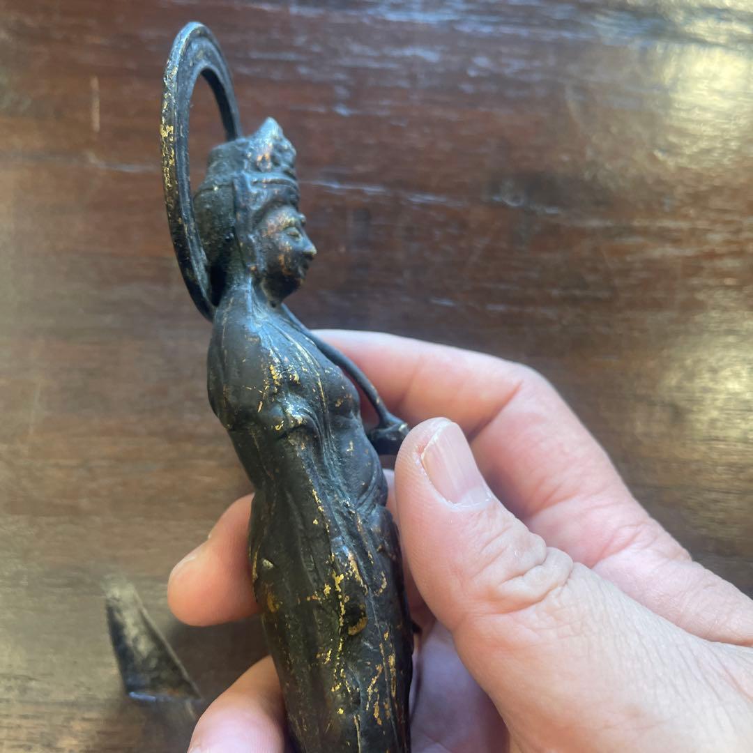 江戸時代　鍍金仏　観音菩薩立像