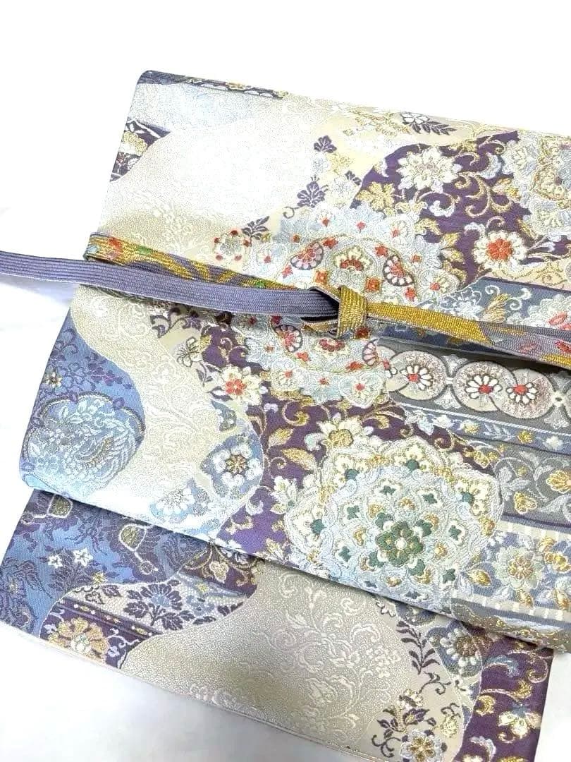 六通柄袋帯 唐織 正倉院文様 金糸 正絹