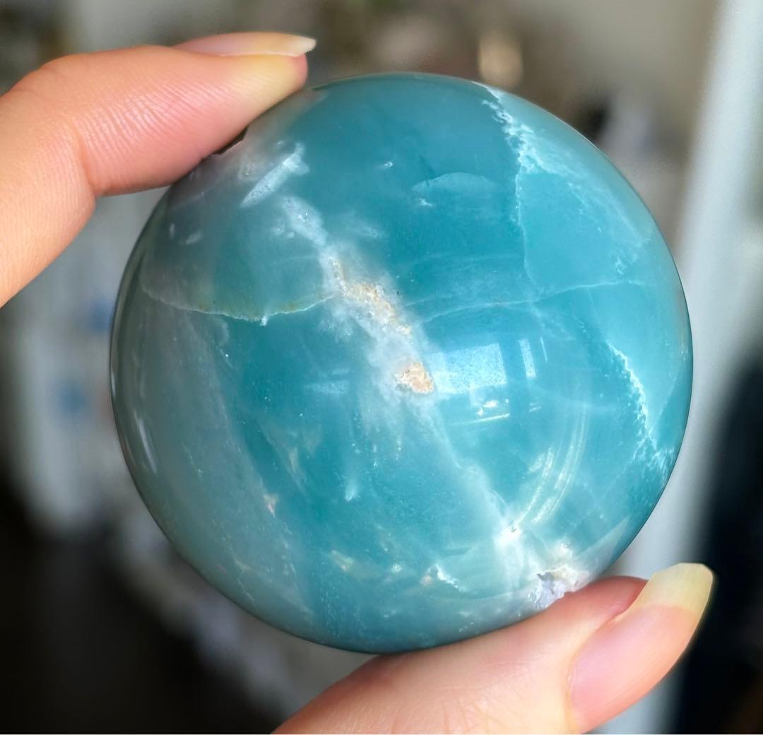 高品質　ブルーカリビアンカルサイト　スフィア　ジオード