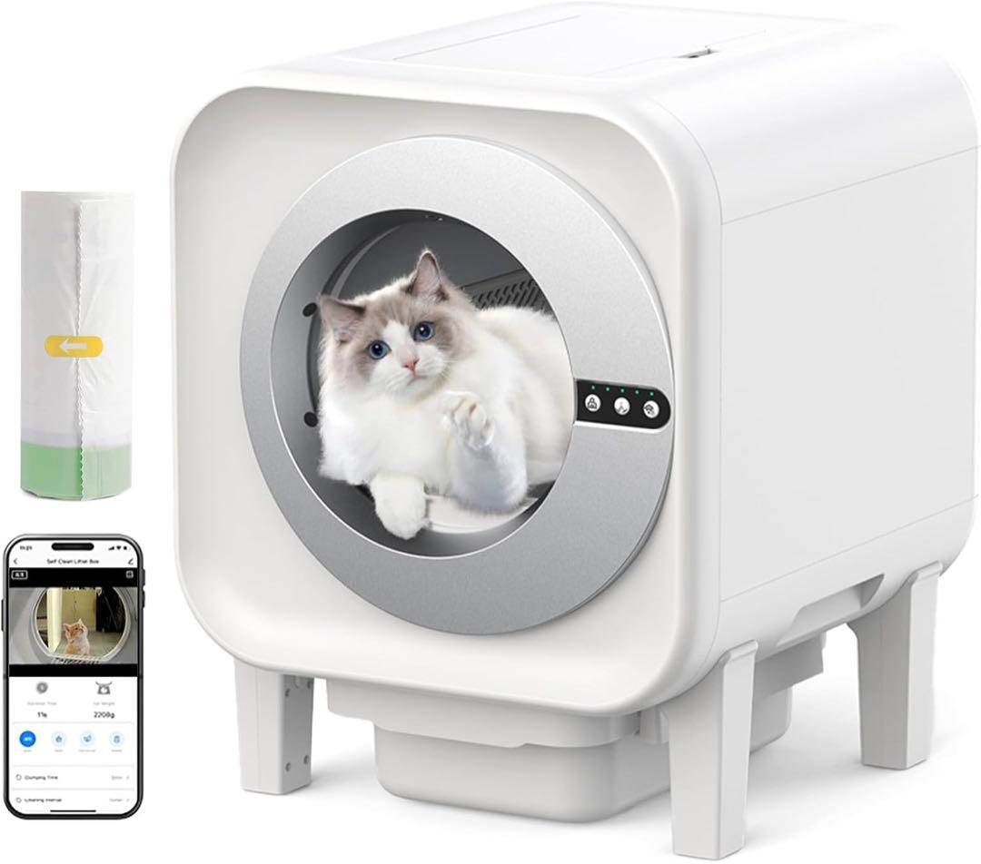 猫自動トイレカメラ付き　65L大容量　スマホ管理　多頭飼い対応