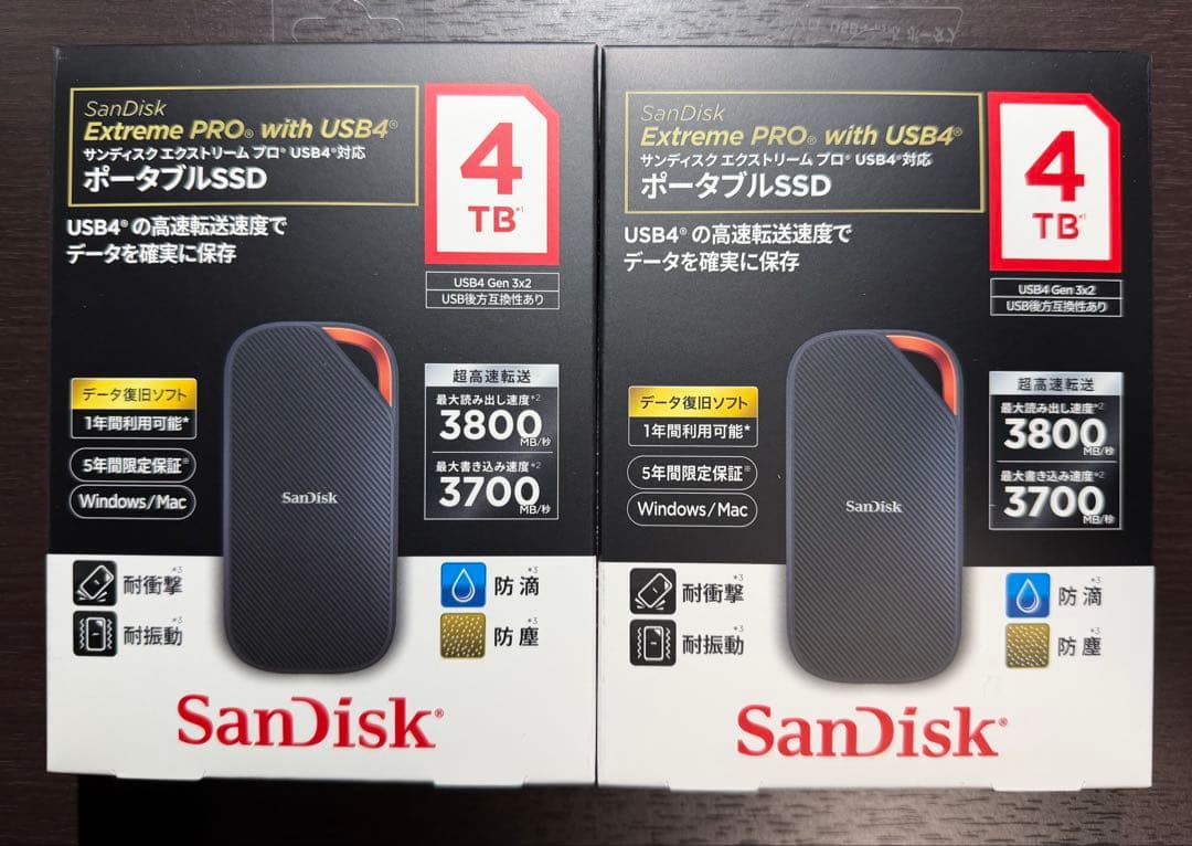 SanDisk Extreme PRO 4TB ポータブルSSD USB4 2個