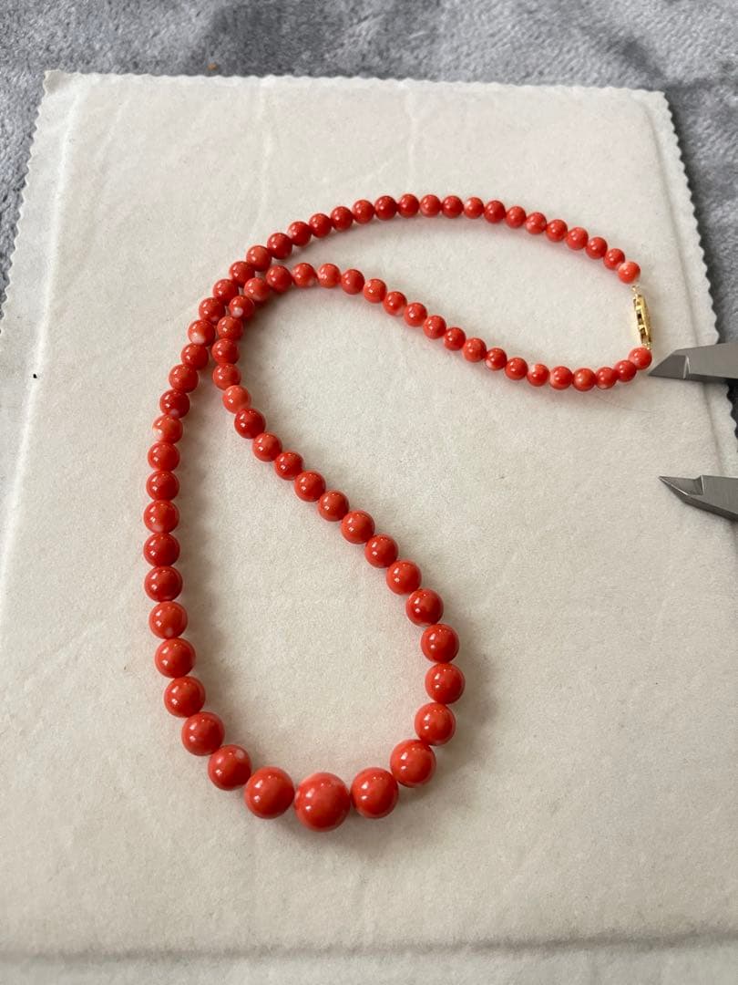 珊瑚サンゴネックレス10.6mm、重约34.5g