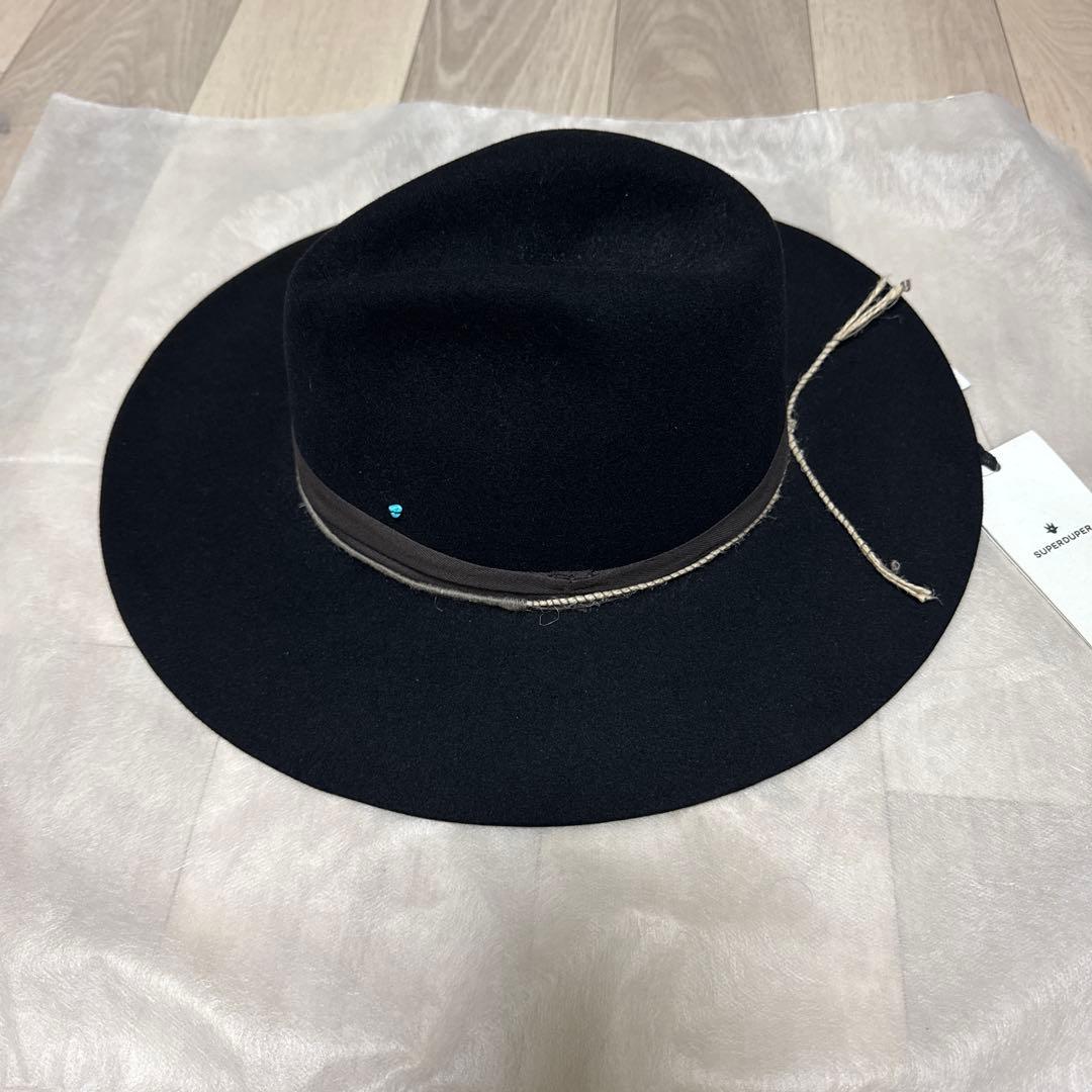 SUPERDUPER ブラック ウールフェルトハット