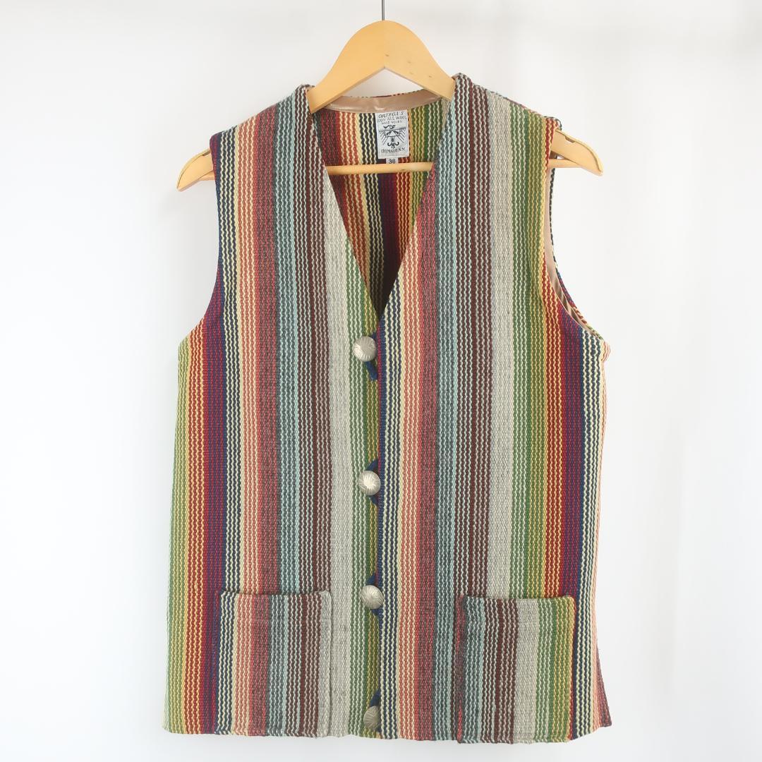 ORTEGA'S ウール ネイティブ ストライプ コンチョ ボタン チマヨベスト