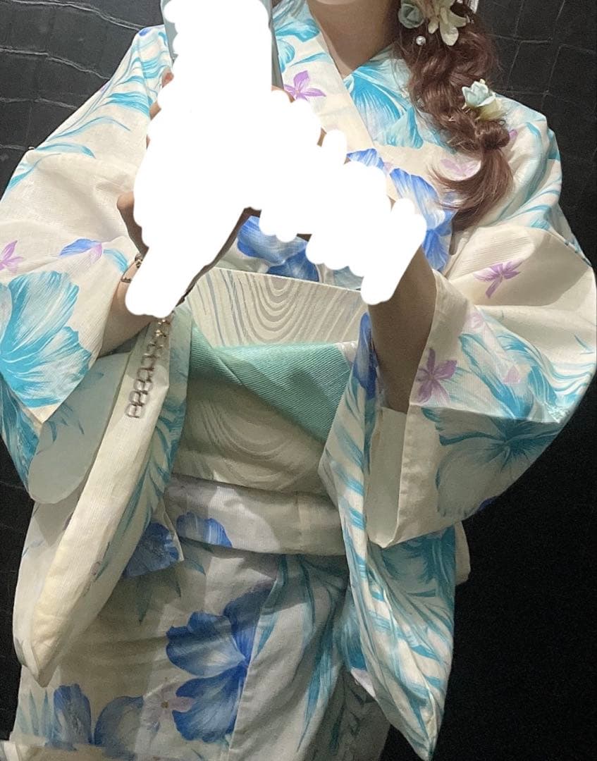 定価約30000円 浴衣帯セット ハイビスカス柄